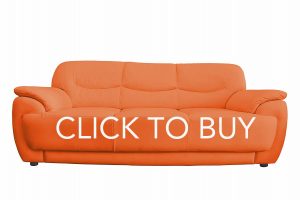 Orange leather sofa isolated on white background